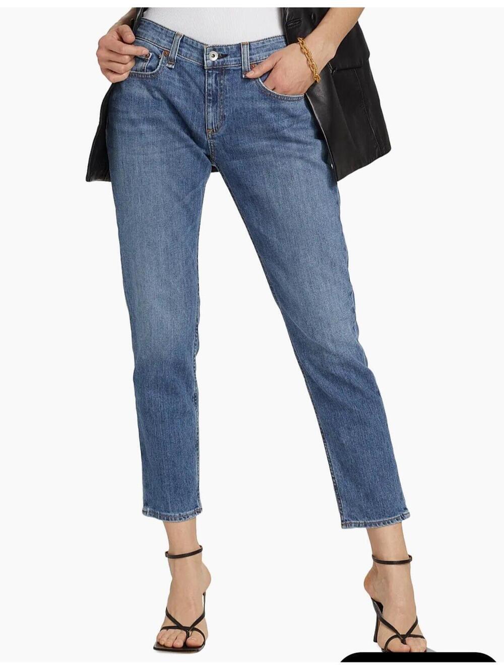 Rag & Bone Jeans Sz 31 Womens Dre Low-Rise Slim Boyfriend Jeans